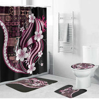 Samoa Siapo Tribal Pattern Bathroom Set Violet Polynesian Plumeria Tapa Motif