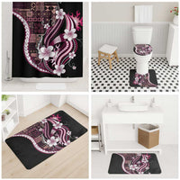 Samoa Siapo Tribal Pattern Bathroom Set Violet Polynesian Plumeria Tapa Motif