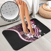 Samoa Siapo Tribal Pattern Bathroom Set Violet Polynesian Plumeria Tapa Motif