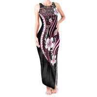 Samoa Siapo Tribal Pattern Tank Maxi Dress Violet Polynesian Plumeria Tapa Motif