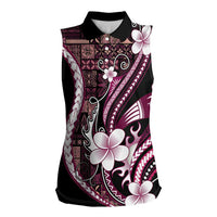 Samoa Siapo Tribal Pattern Women Sleeveless Polo Shirt Violet Polynesian Plumeria Tapa Motif LT9 Female Violet - Polynesian Pride