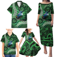Tui Bird Koru Silver Fern Aotearoa Family Matching Puletasi and Hawaiian Shirt LT9 - Polynesian Pride
