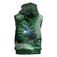 Tui Bird Koru Silver Fern Aotearoa Sleeveless Hoodie LT9 - Polynesian Pride