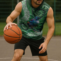 Tui Bird Koru Silver Fern Aotearoa Sleeveless Hoodie LT9 - Polynesian Pride
