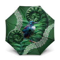 Tui Bird Koru Silver Fern Aotearoa Umbrella LT9 One Size Folded 11.42 inch Opened Diameter 37.4 inch Green - Polynesian Pride