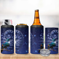 Tui Bird Matariki Galaxy 4 in 1 Can Cooler Tumbler Koru Silver Fern Aotearoa