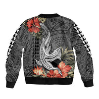 Hawaii Shark Tattoo Sleeve Zip Bomber Jacket Polynesian Vintage Vibes LT9 - Polynesian Pride