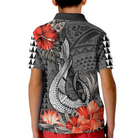 Personalised Hawaii Fish Hook Kid Polo Shirt Polynesian Vintage Vibes LT9 - Polynesian Pride