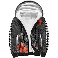 Personalised Hawaii Hammerhead Shark Sherpa Hoodie Polynesian Vintage Vibes LT9 Unisex Black - Polynesian Pride