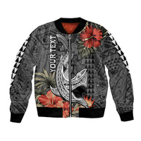 Personalised Hawaii Shark Tattoo Bomber Jacket Polynesian Vintage Vibes LT9 Unisex Black - Polynesian Pride