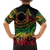 Cook Islands 15 Stars Family Matching Off The Shoulder Long Sleeve Dress and Hawaiian Shirt Kuki Airani Polynesian Tribal Wave Tattoo