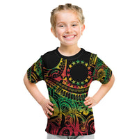 Cook Islands 15 Stars Kid T Shirt Kuki Airani Polynesian Tribal Wave Tattoo LT9 Reggae - Polynesian Pride