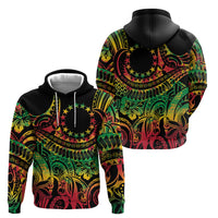 Cook Islands 15 Stars Zip Hoodie Kuki Airani Polynesian Tribal Wave Tattoo
