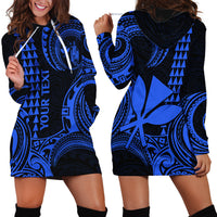Custom King Kamehameha Day Hawaii Hoodie Dress Paradise of the Pacific Tribal Kakau - Blue LT9 - Polynesian Pride