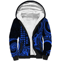 Custom King Kamehameha Day Hawaii Sherpa Hoodie Paradise of the Pacific Tribal Kakau - Blue LT9 Unisex Blue - Polynesian Pride