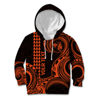 Custom King Kamehameha Day Hawaii Kid Hoodie Paradise of the Pacific Tribal Kakau - Orange LT9 Orange - Polynesian Pride
