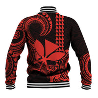 Custom King Kamehameha Day Hawaii Baseball Jacket Paradise of the Pacific Tribal Kakau - Red LT9 - Polynesian Pride
