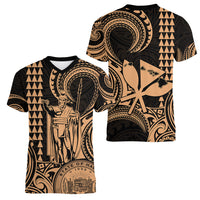 King Kamehameha Day Hawaii Women V Neck T Shirt Paradise of the Pacific Tribal Kakau with Kanaka Maoli - Nude LT9 - Polynesian Pride