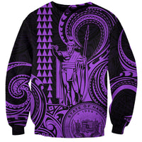 King Kamehameha Day Hawaii Sweatshirt Paradise of the Pacific Tribal Kakau with Kanaka Maoli - Purple LT9 Unisex Purple - Polynesian Pride