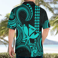 King Kamehameha Day Hawaii Hawaiian Shirt Paradise of the Pacific Tribal Kakau with Kanaka Maoli - Turquoise LT9 - Polynesian Pride
