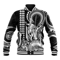 King Kamehameha Day Hawaii Baseball Jacket Paradise of the Pacific Tribal Kakau with Kanaka Maoli - White LT9 Unisex White - Polynesian Pride