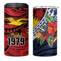 Flag of Kiribati Polynesian Pattern 4 in 1 Can Cooler Tumbler Est 1979 With Tropical Flowers LT9 One Size: 16 oz Red - Polynesian Pride