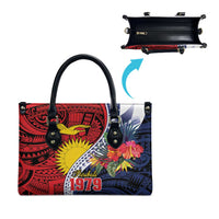 Flag of Kiribati Polynesian Pattern Leather Bag Est 1979 With Tropical Flowers - Polynesian Pride