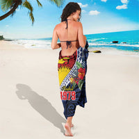 Flag of Kiribati Polynesian Pattern Sarong Est 1979 With Tropical Flowers