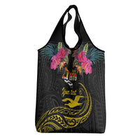 Kiribati Independence Day Personalised Grocery Bag Gold Frigatebird with Polynesian Pattern LT9 - Polynesian Pride