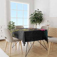 Kiribati Independence Day Personalised Tablecloth Gold Frigatebird with Polynesian Pattern