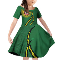 Manua Islands Polynesian Style Family Matching Off Shoulder Short Dress and Hawaiian Shirt