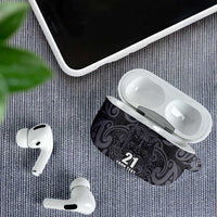 Custom New Zealand Taiaha Maori AirPods Case Minimalist Silver Fern All Black LT9 - Polynesian Pride