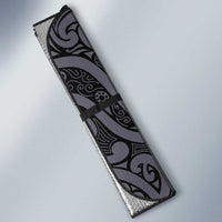 Custom New Zealand Taiaha Maori Auto Sun Shade Minimalist Silver Fern All Black - Polynesian Pride