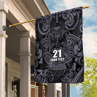 Custom New Zealand Taiaha Maori Garden Flag Minimalist Silver Fern All Black - Polynesian Pride