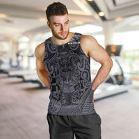 Custom New Zealand Taiaha Maori Men Tank Top Minimalist Silver Fern All Black LT9 Black - Polynesian Pride