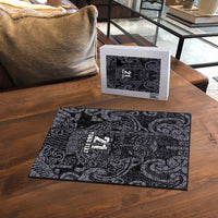 Custom New Zealand Taiaha Maori Puzzle Minimalist Silver Fern All Black - Polynesian Pride