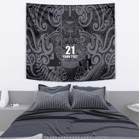 Custom New Zealand Taiaha Maori Tapestry Minimalist Silver Fern All Black LT9 - Polynesian Pride