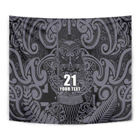 Custom New Zealand Taiaha Maori Tapestry Minimalist Silver Fern All Black LT9 - Polynesian Pride