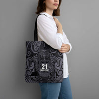 Custom New Zealand Taiaha Maori Tote Bag Minimalist Silver Fern All Black LT9 - Polynesian Pride