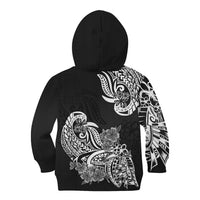 Polynesian Kid Hoodie Pacific Flower Mix Floral Tribal Tattoo Black Vibe LT9 - Polynesian Pride