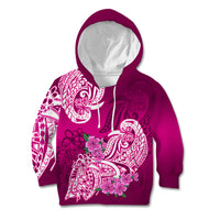 Polynesian Kid Hoodie Pacific Flower Mix Floral Tribal Tattoo Pink Vibe LT9 Hoodie Pink - Polynesian Pride