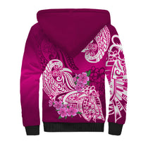 Polynesian Sherpa Hoodie Pacific Flower Mix Floral Tribal Tattoo Pink Vibe LT9 - Polynesian Pride