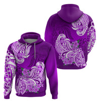 Polynesian Hoodie Pacific Flower Mix Floral Tribal Tattoo Purple Vibe LT9 - Polynesian Pride