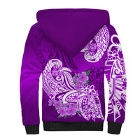 Polynesian Sherpa Hoodie Pacific Flower Mix Floral Tribal Tattoo Purple Vibe LT9 - Polynesian Pride