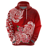 Polynesian Hoodie Pacific Flower Mix Floral Tribal Tattoo Red Vibe LT9 - Polynesian Pride
