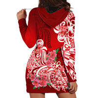 Polynesian Hoodie Dress Pacific Flower Mix Floral Tribal Tattoo Red Vibe LT9 - Polynesian Pride