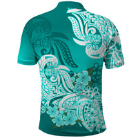 Polynesian Polo Shirt Pacific Flower Mix Floral Tribal Tattoo Turquoise Vibe LT9 - Polynesian Pride