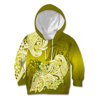 Polynesian Kid Hoodie Pacific Flower Mix Floral Tribal Tattoo Yellow Vibe LT9 Hoodie Yellow - Polynesian Pride