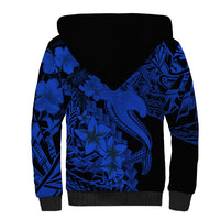 Aloha Hawaii Sherpa Hoodie Hammerhead Shark Tattoo Polynesian Summer - Blue LT9 - Polynesian Pride