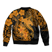 Aloha Hawaii Bomber Jacket Hammerhead Shark Tattoo Polynesian Summer - Gold LT9 - Polynesian Pride